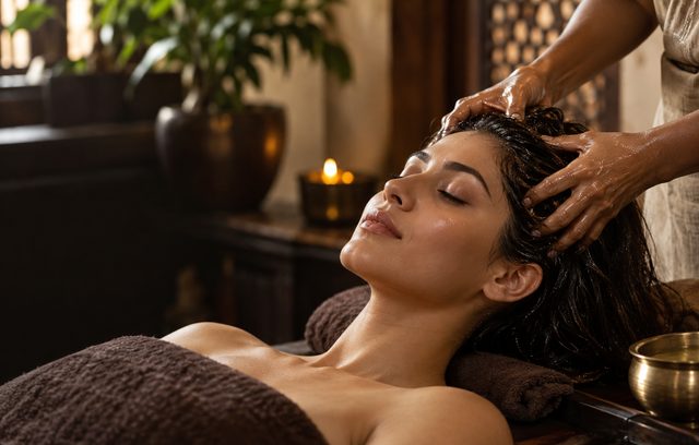 Relaxing scalp and hair massage treatment at Saiba Hair Salon & Spa